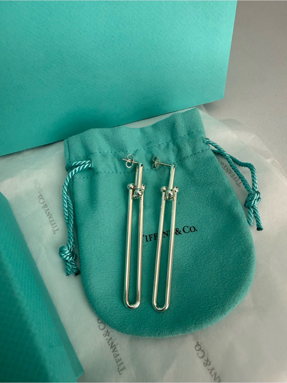 Tiffany & Co. Silver Long Hardwear Earrings